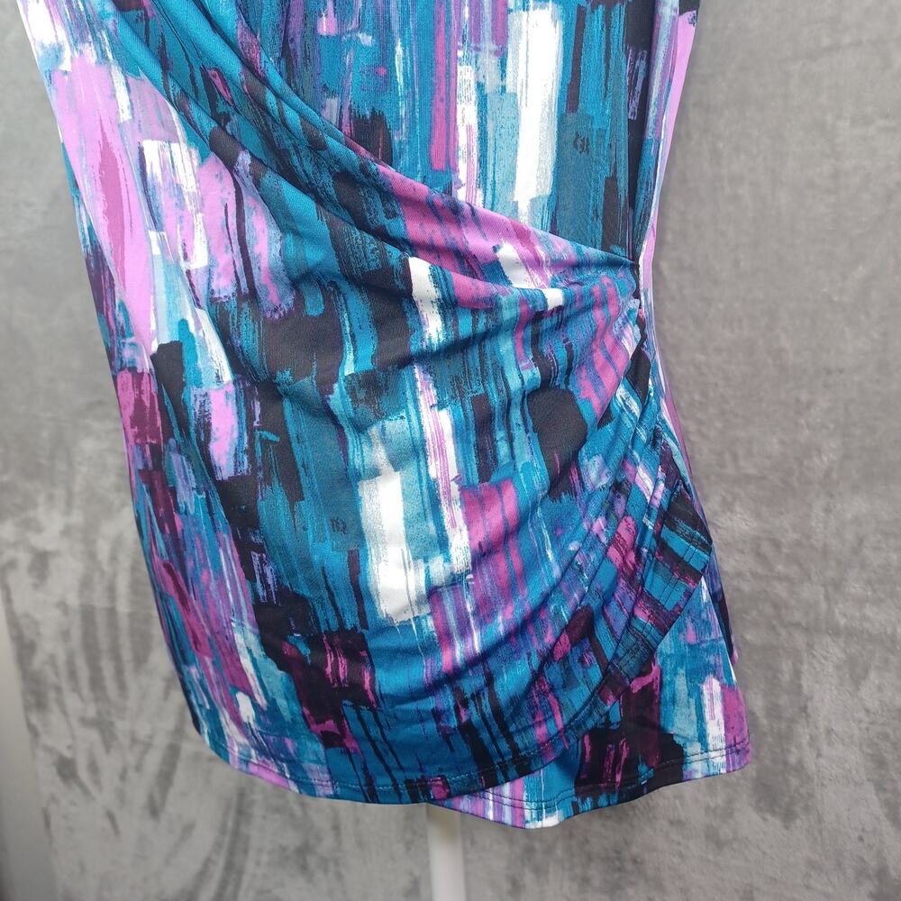 Melissa Paige Women's Cap Sleeve Wrap Top Size L Artsy V-neck Stretch Career New - Picture 9 of 11